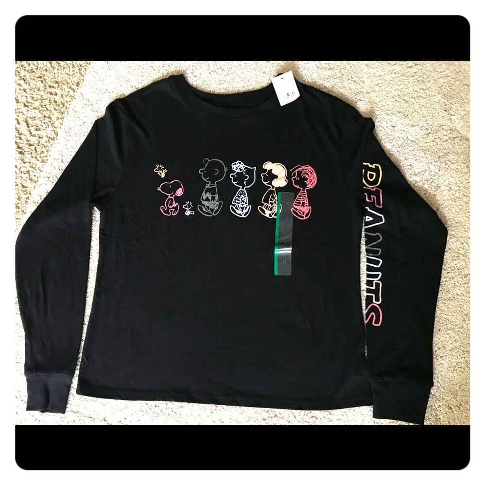 Peanuts long sleeve T-shirt ~ Black w/multicolor